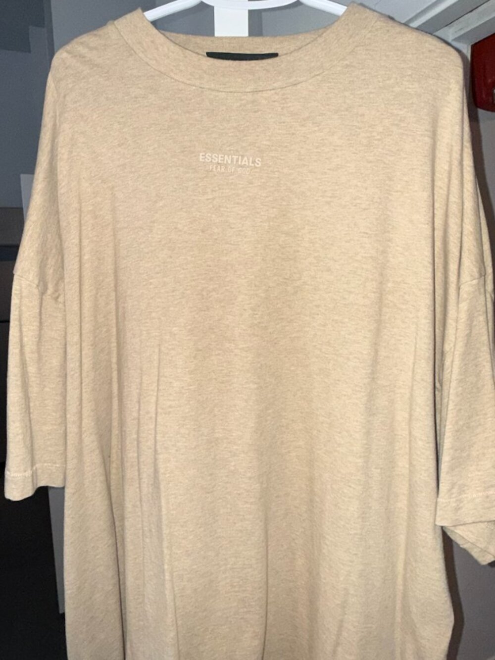 Fear of God Essentials T-Shirt XL Beige Logo Tee Oversized Core Streetwear